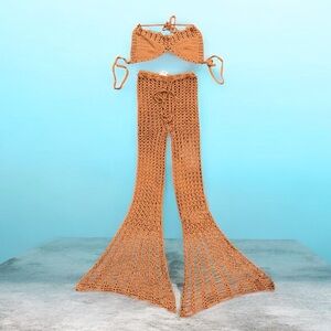 Stylish Tan Crochet Pants